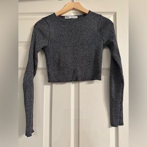 ZARA metallic knit crop top